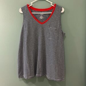NWOT … SONOMA “Size: XL” Navy Striped Top with Red Accents